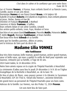 Madame Lilia VONNEZ