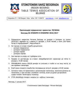 Пропозиције појединачног првенства РЕГИОНА Београд ЗА