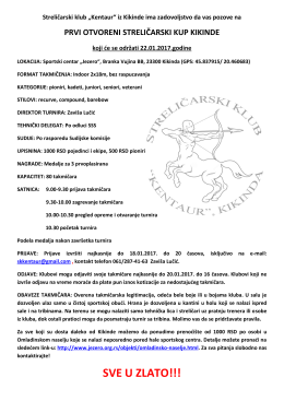 poziv za turnir u organizaciji SK Kentaur