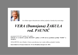 VERA (Damnjana) ŽAKULA rođ. PAUNIĆ