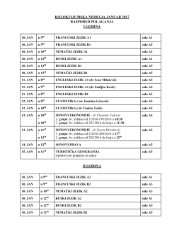 II kolokvijumska nedelja JANUAR 2017