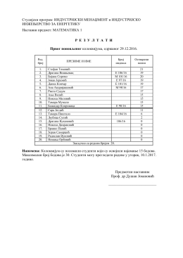 Резултати првог поновљеног колоквијума одржаног 29.12.2016