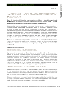 januar 2017., nova pravila u finansijskom poslovanju