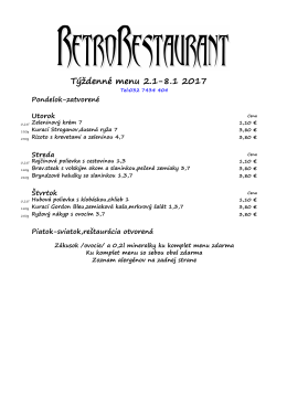 Týždenné menu 2.1-8.1 2017 - Retro Restaurant™ Trenčín