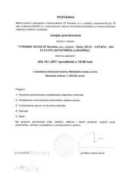 POZVÁNKA verejné prerokovanie dňa 16.1.201r (pondelok