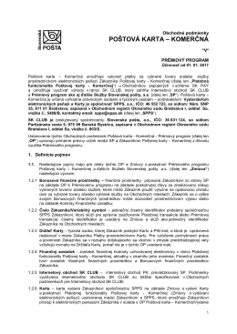Poštová karta - Komerčná/Prémiový program