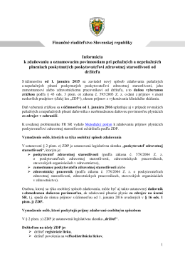 Finančné riaditeľstvo Slovenskej republiky Informácia k zdaňovaniu