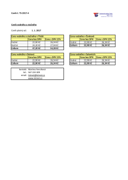 1. 1. 2017 Cena bez DPH Cena s DPH 15% Cena bez DPH Cen