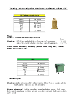 Termíny odvozu odpadov v Dolnom Lopašove I.polrok 2017