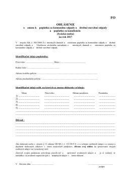 ohlasenie o zmene k poplatku r. 2017