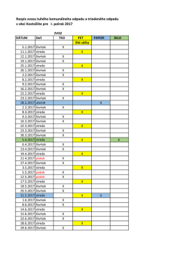 Rozpis zvozu tuhého komunálneho odpadu a
