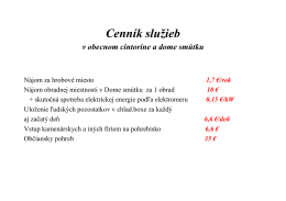 Cenník služieb v obecnom cintoríne a dome smútku