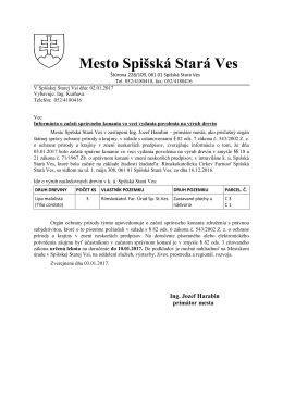 Informácia o začatí konania, kde môžu byť dotknuté záujmy ochrany