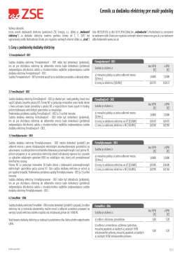 Cenník za dodávku elektriny pre malé podniky