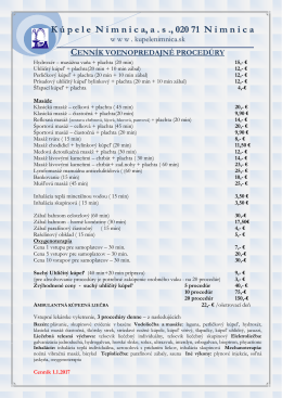 Cenník - voľnopredajné procedúry
