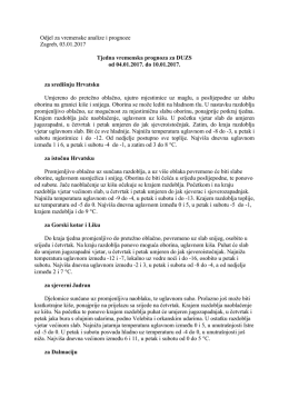 Tjedna vremenska prognoza - 04.01.