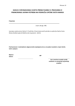 izjava o ispunjavanju uvjeta prema članku 9