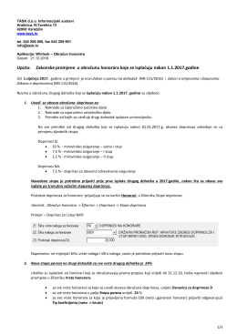 Zakonske promjene u Obračunu honorara od 1.1.2017