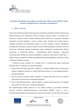 Izvje&scaron;taj o kvalitativnom dijelu istraživanja &ldquo;Obrazovni ishodi i radne