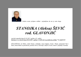 STANOJKA (Aleksa) &Scaron;EVIĆ rođ. GLAVONJIĆ