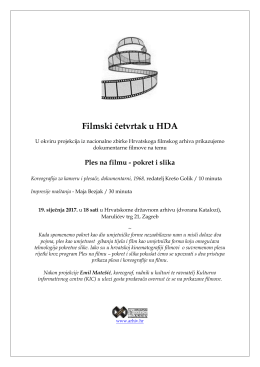 Filmski četvrtak u HDA: Ples na filmu