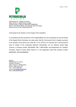 Commercial Court decision on the merger of the subsidiary In