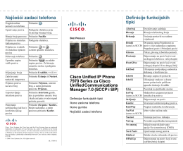 Cisco Unified IP Phone 7970 Series Brzi vodič za Cisco Unified