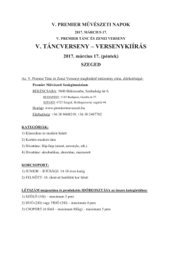 premier müvészeti napok tancverseny kiírás