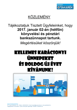 Kellemes Karácsonyi Ünnepeket és Boldog Új Évet Kívánunk!