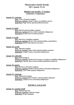 &Ouml;kumenikus Imah&eacute;t Rendje 2017. janu&aacute;r 15
