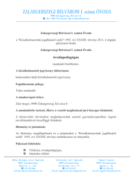 Pályáza óvodapedagógus munkakör betöltése