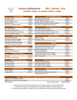 Bőr &eacute;s szőrme &aacute;rlista..