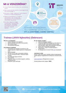 Trainee (JAVA fejlesztés) (Debrecen)