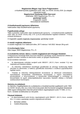 Nagykanizsa Megyei Jogú Város Polgármestere a közalkalmazottak