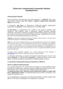 Tájékoztató a magánszemély kommunális adójának