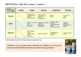 HETI ÉTLAP (1. hét) 2017. január 2 - Szent Imre Általános Iskola és