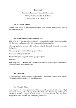 tanárképzési szakterületi koordinátor beszámoló
