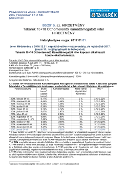Hirdetm&eacute;ny - Pilisv&ouml;r&ouml;sv&aacute;r &eacute;s Vid&eacute;ke Takar&eacute;ksz&ouml;vetkezet