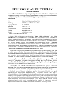 Felhő - Általános Szerződési Feltételek - Kulcs-Soft