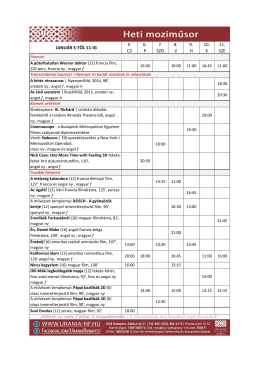 JANU&Aacute;R 5-TŐL 11-IG 5. CS 6. P 7. SZO 8. V 9. H 10. K 11. SZE