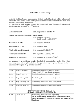 Tanév rendje - Csokonai Vitéz Mihály Református Gimnázium