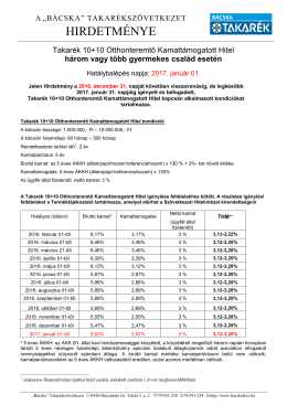 TAKAR&Eacute;K 10+10 Otthonteremtő Kamatt&aacute;mogatott Hitel