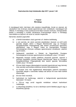 Kazincbarcika helyi közlekedés díjai 2017. január 1