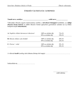 Étkezés változtatás - Szent Imre Általános Iskola és Óvoda