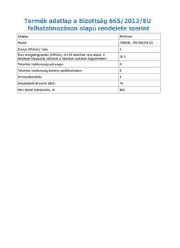 Termék adatlap a Bizottság 665/2013/EU felhatalmazáson alapú