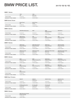 BMW PRICE LIST.