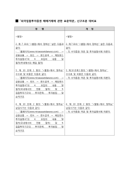 「외국집합투자증권 매매거래에 관한 표준약관」 신구조문 대비표