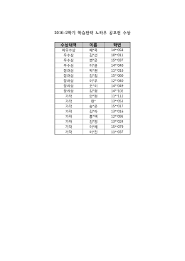 2016-2학기 학습전략 노하우 공모전 수상 수상내역 이름 학번