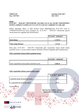 01.01.2017 &ndash; 30.06.2017 D&Ouml;NEMİNDE GE&Ccedil;ERLİ