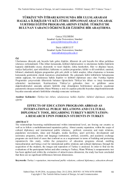türkiye`nin itibarı konusunda bir uluslararası halkla ilişkiler ve